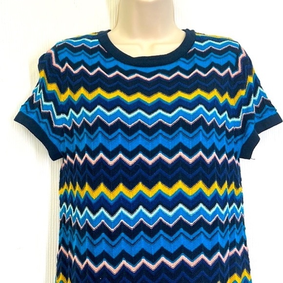 Missoni For Target - Navy Blue Chevron Knit Lined Sweater Mini Dress Size Medium - Picture 3 of 11
